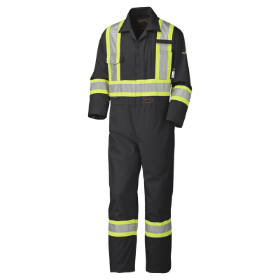 Flame Resistant Cotton Safety Coverall - black
