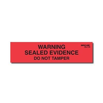 Sirchie - Warning! Sealed Evidence Seals, Red w/ Black printing