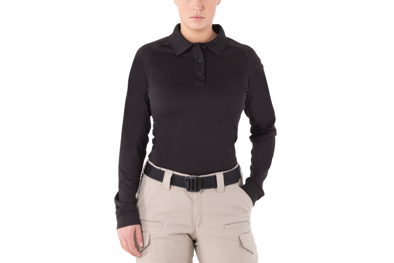First Tactical - WOMEN'S PERFORMANCE LONG SLEEVE POLO - Black | Midnight Navy
