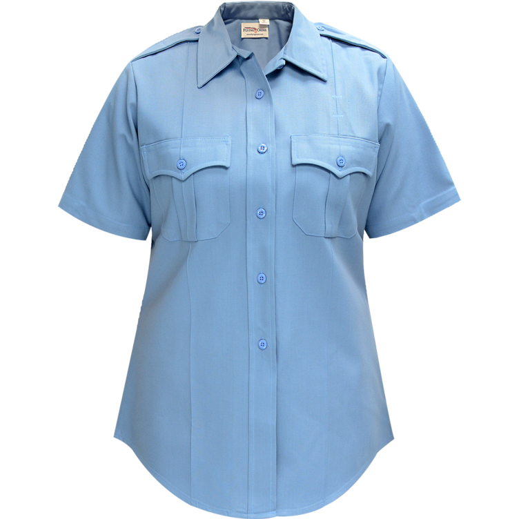 Deluxe Tropical Women's Short Sleeve Shirt w/ Convertible Sport Collar - Medium Blue - 48