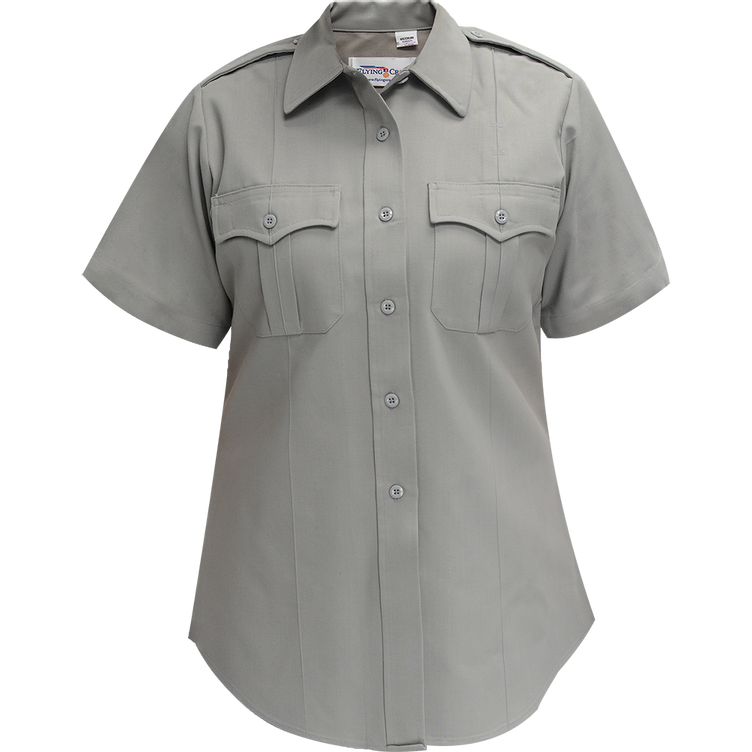 Deluxe Tropical Women's Short Sleeve Shirt w/ Convertible Sport Collar - Nickel Gray - 48