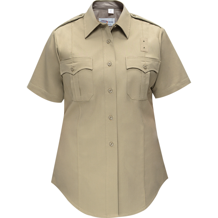 Justice Women's Short Sleeve Shirt w/ Convertible Sport Collar - Silver Tan - 40