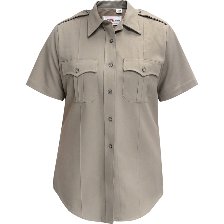 Duro Poplin Women's Short Sleeve Shirt w/ Sewn-In Creases - Nickel Gray - 46