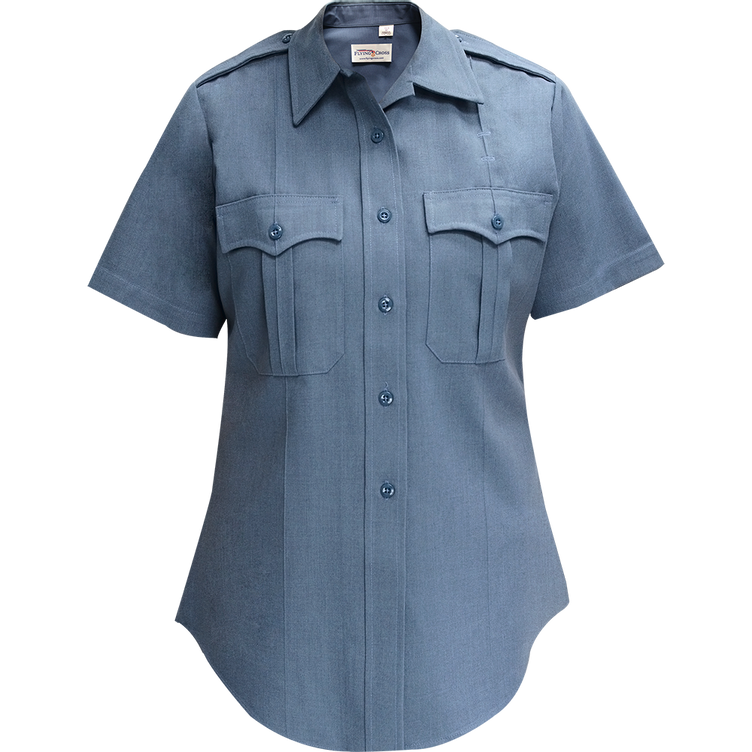 Deluxe Tropical Women's Short Sleeve Shirt w/ Traditional Collar - French Blue - 36