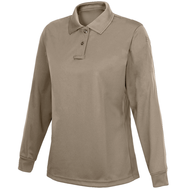 Women's Long Sleeve Impact Polo - Silver Tan - Medium