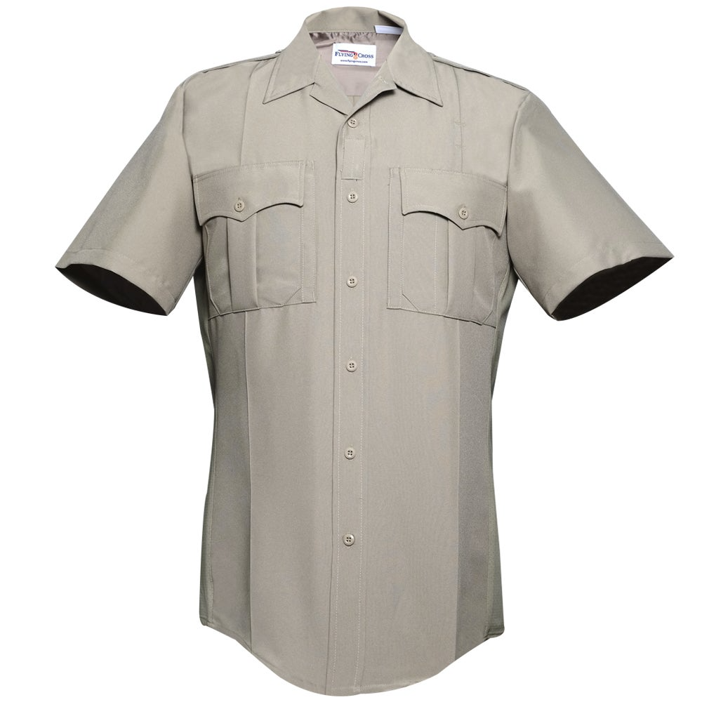 Command Power Stretch Short Sleeve Shirt w/ Zipper - Silver Tan - 5X-Large