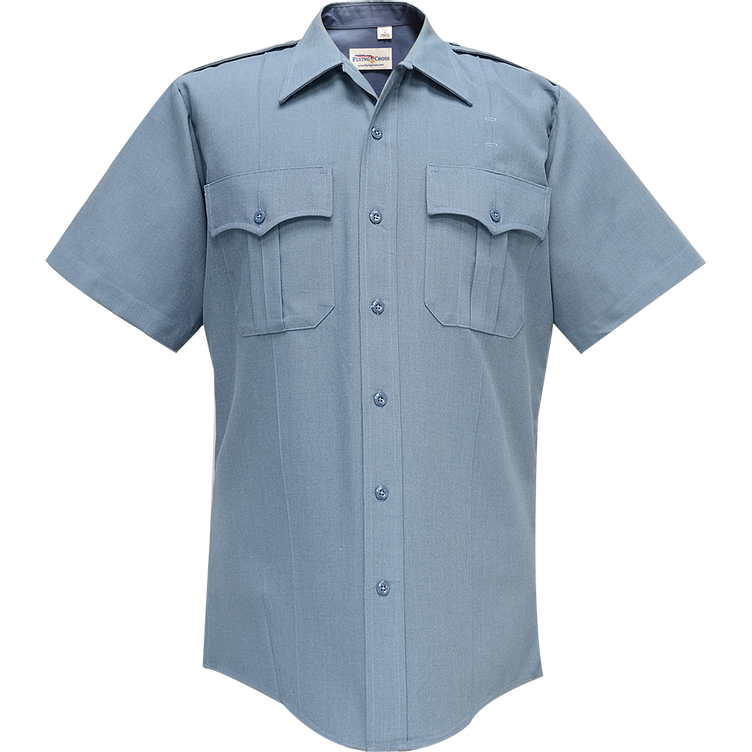Deluxe Tropical Short Sleeve Shirt w/ Pleated Pockets - French Blue - X-Large