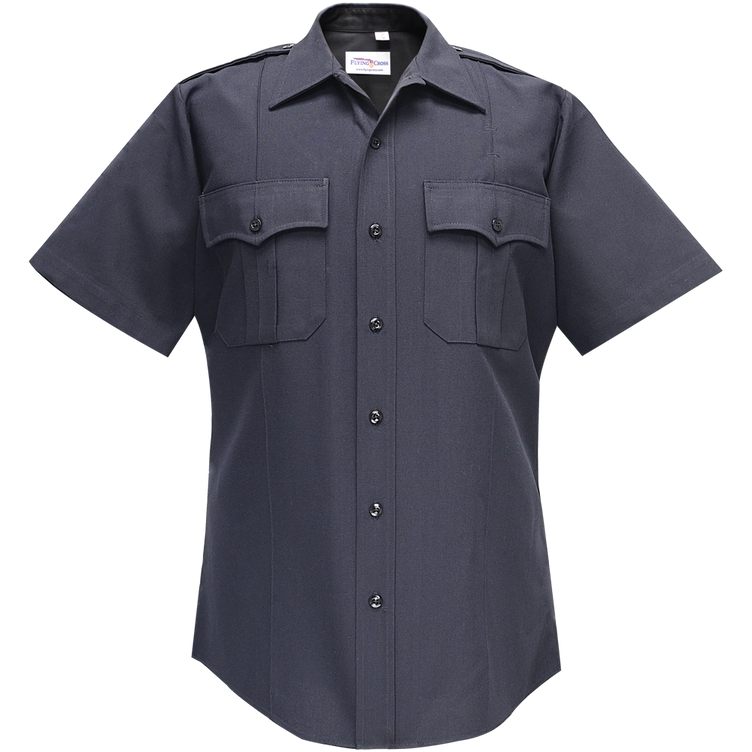 Deluxe Tropical Short Sleeve Shirt w/ Convertible Sport Collar - LAPD Navy - Medium