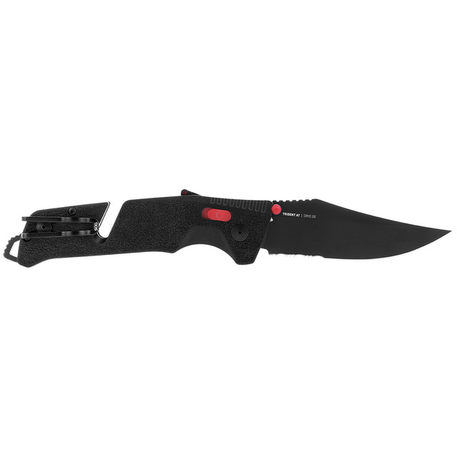 Trident AT - Black  Red - Partially Serrated