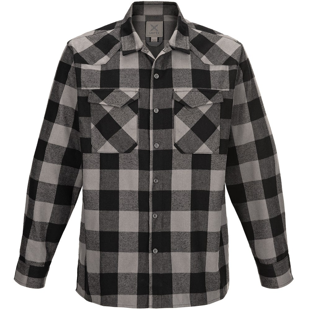 Canyon Valley Flannel Long Sleeve - Marshland Grey Plaid - Small