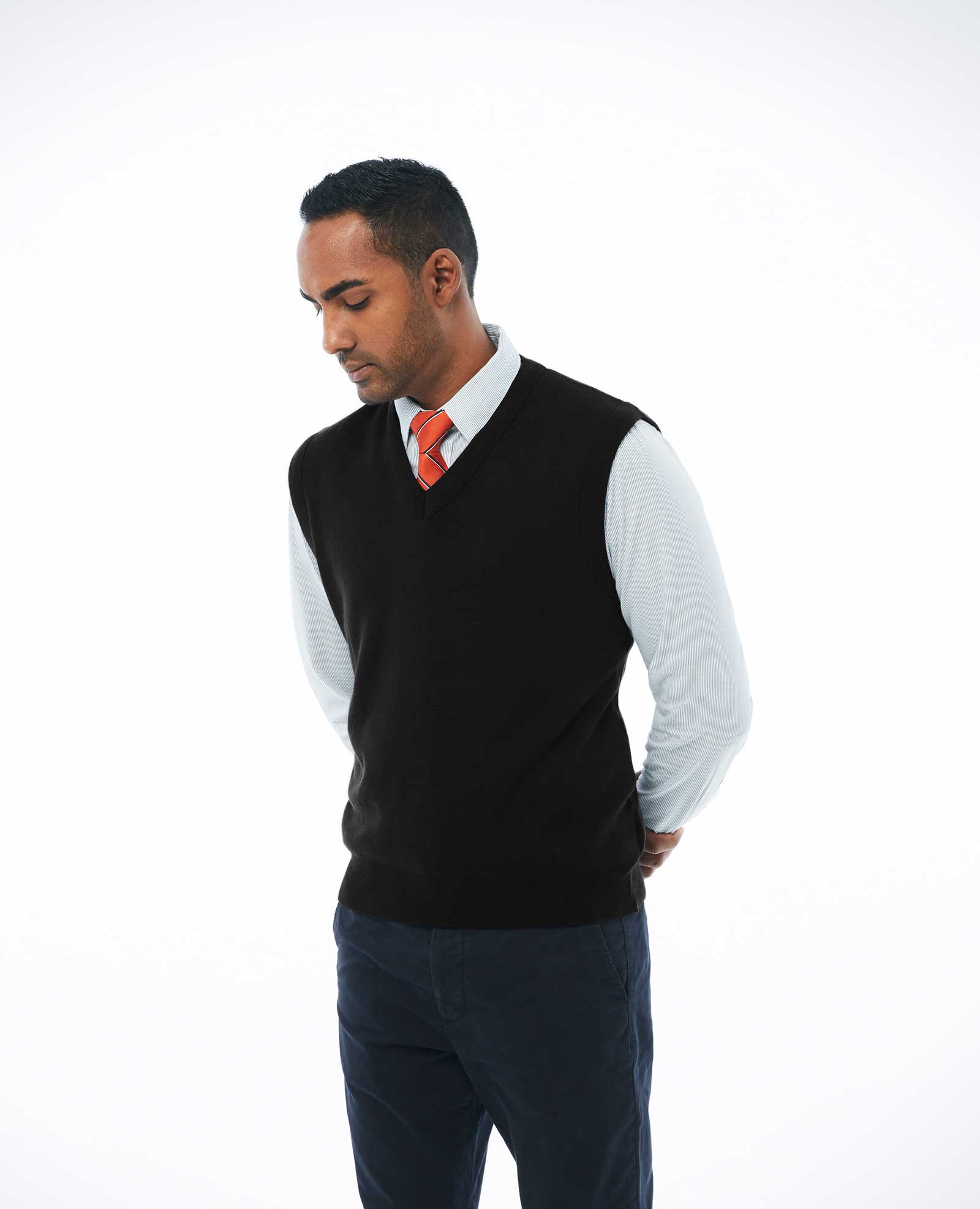 “Cashmere”-Like Sleeveless V-Neck Vest