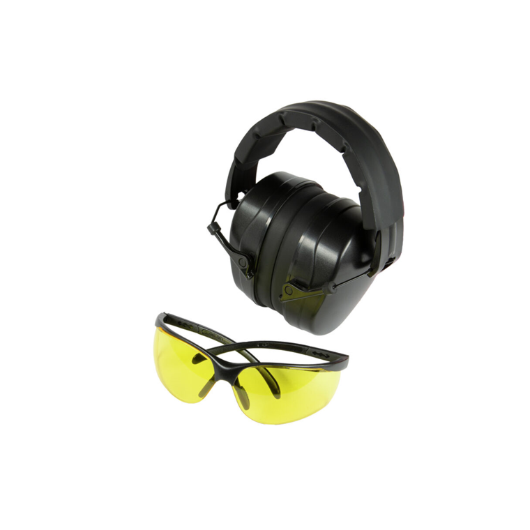 Champion Targets 40626 Passive Hearing Protection Earmuffs w/ Clear Eye Protection Earmuffs, Black/Amber