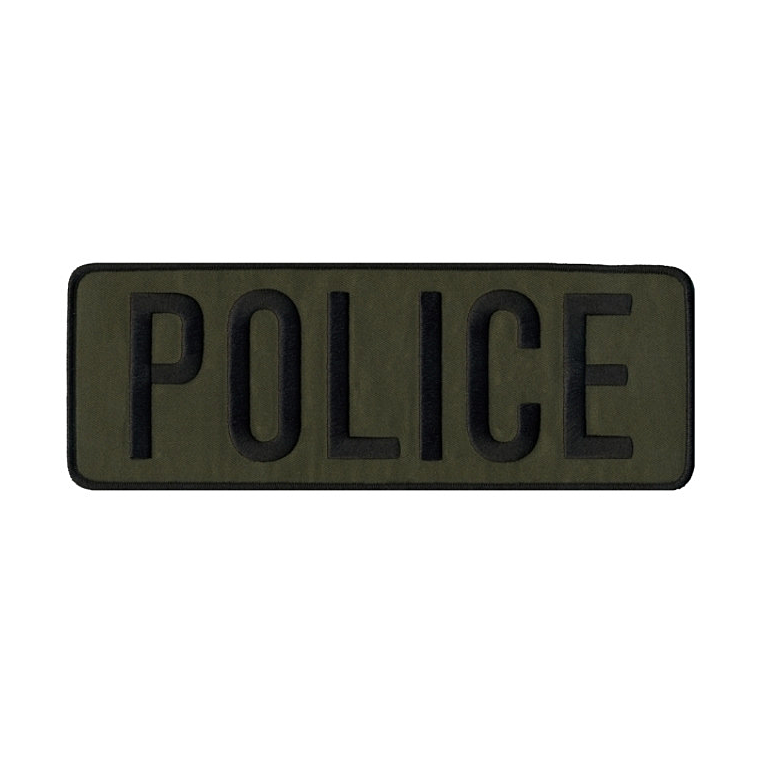 POLICE Back Patch - Black/Olive Drab - 11''x4''