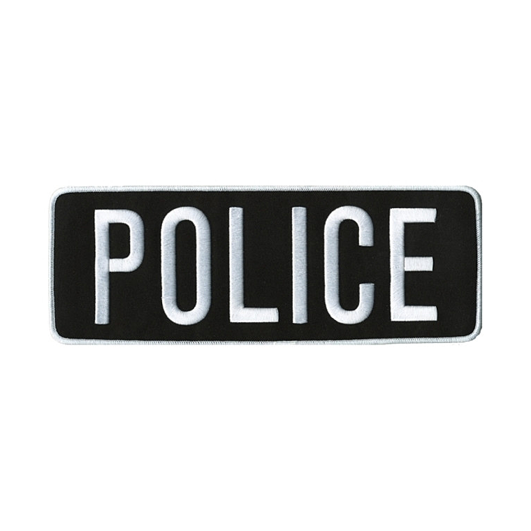 POLICE Back Patch - White/Black - 11''x4''