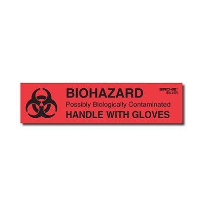Sirchie - BIOHAZARD-HANDLE WITH GLOVES Labels 1 inch x 4 inch