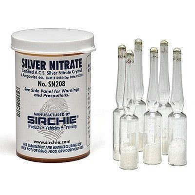 Sirchie - Silver Nitrate Crystal Ampoules Set of 6