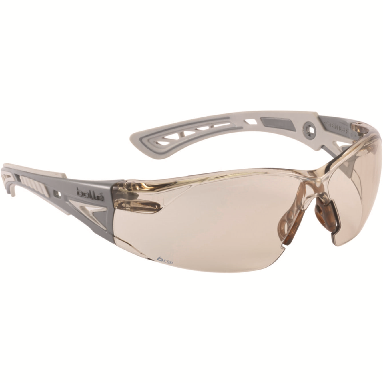 RUSH+ SAFETY SPECTACLES PC CSP BROWN PLATINUM PC TPR RIMLESS