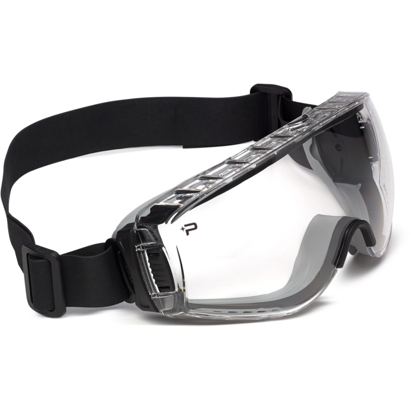 PILOT 2 SAFETY GOGGLE SAFETY PC CLEAR PLATINUM VENTED TPR NEOPRENE STRAP BLACK