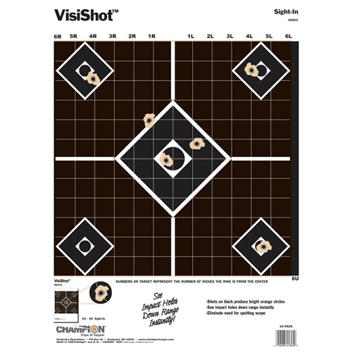 Champion Targets 45804 Visishot Sight-In Targets (10 Pack)