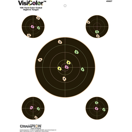 Champion Targets 45827 Adhesive Visicolor Targets, 5 Bullseye, 10 Pack