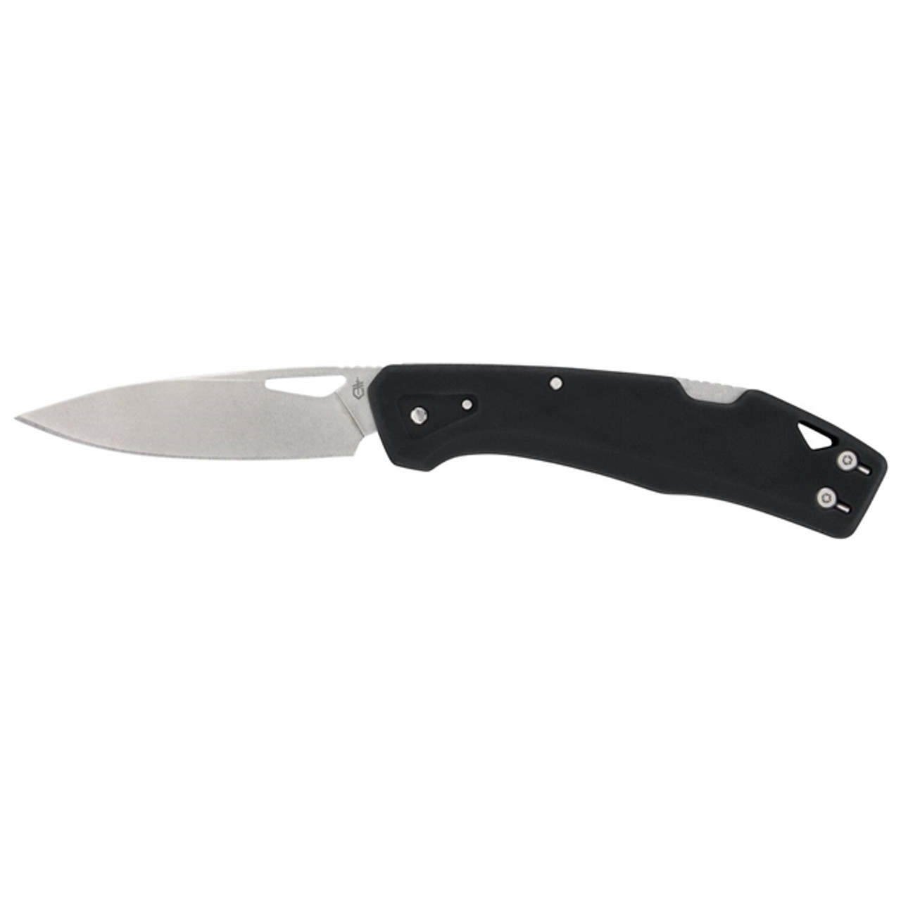 LST Black Folding Knife GFN 2.5in Stonewash Clip Point