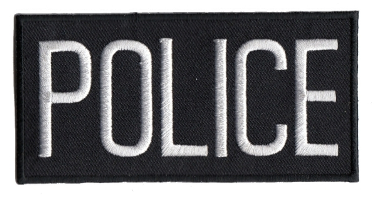 POLICE Chest Patch - White/Black - 4''x2'' - Heat Seal