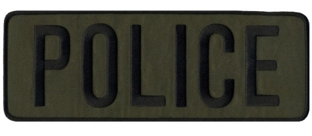 POLICE Back Patch - Black/Olive Drab - 11''x4''