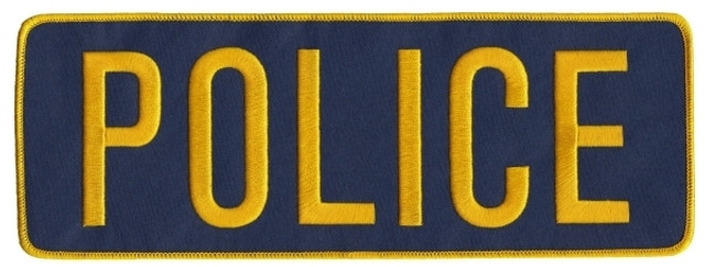 POLICE Back Patch - Gold/Navy - 11''x4''