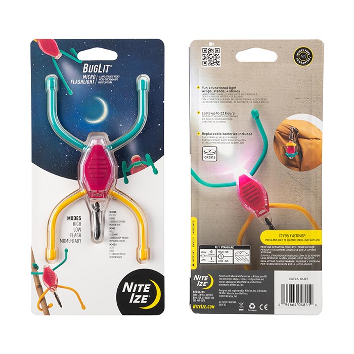 BugLit Micro Flashlight - Red/Teal/Yellow