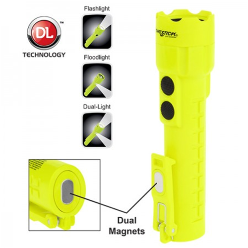 Intrinsically-Safe Permissible Dual-Light Flashlight w/Dual Magnets