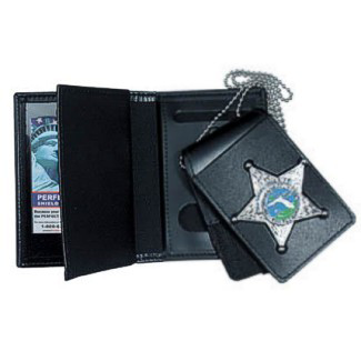 4-in-1 Dress Leather Badge & Double ID Case w/ chain - 3.25''x5.00''