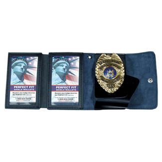Non Recessed Badge & Double ID Case w/ Snap Closure - 3.25''x4.25''