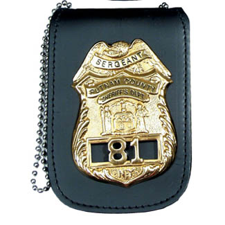 Universal Badge & ID Neck Holder w/ Magnetic Closure, Pocket & Chain - 2.50''x3.25''