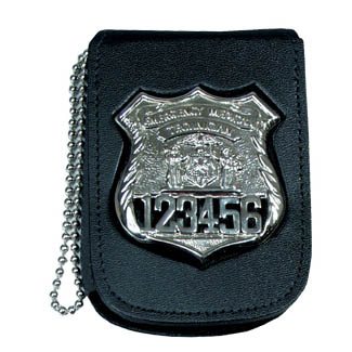Recessed Badge & ID Neck Holder w/ Pocket & Chain - 2.75''x4.50''
