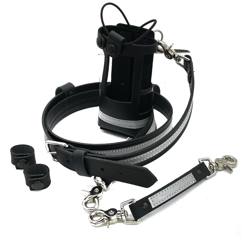 Reflective Firefighter Radio Holder w/ Beltslide, D-Rings & Black Snaps Bundle