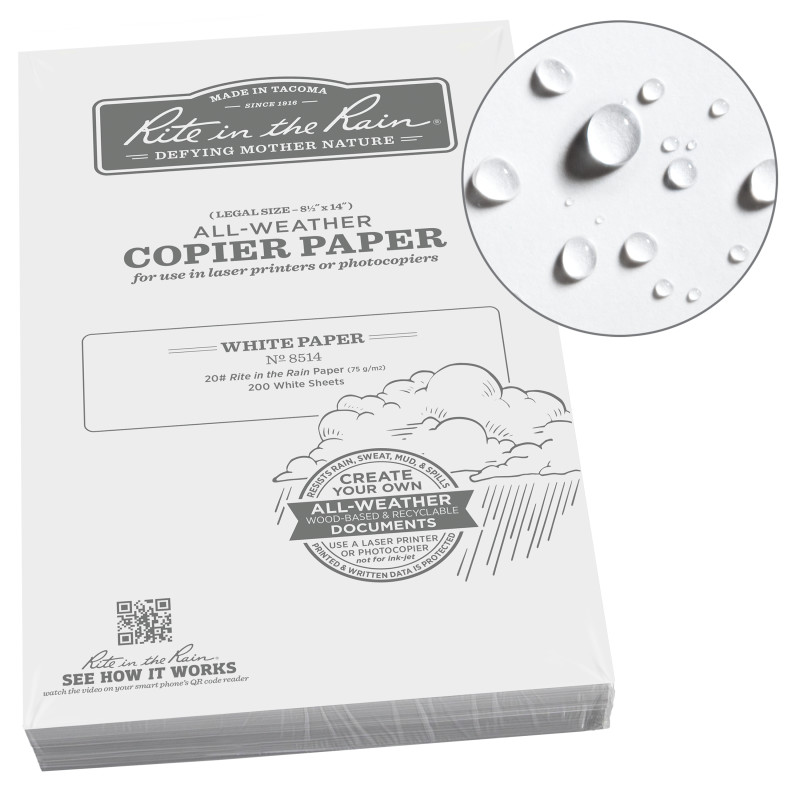 All-Weather Printer Paper - 8.5 x 14 - 200 Sheets - White