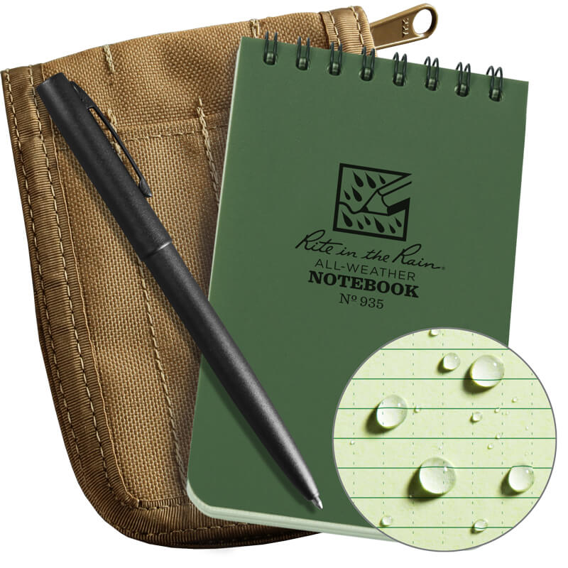 Cordura 4.25 x 6 Top Bound Notebook Kit - Green Book / Tan Cover