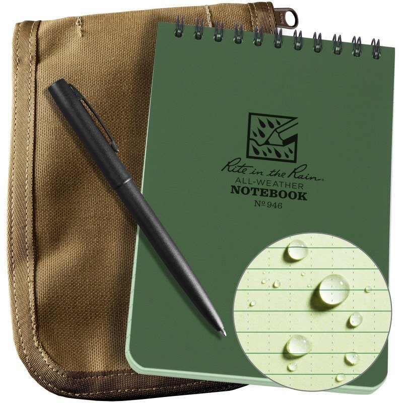Cordura 5.25 x 7.25 Top Bound Notebook Kit - Green Book / Tan Cover