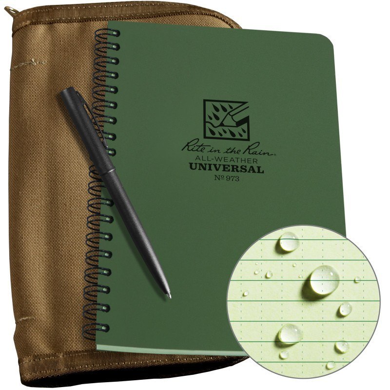 Side Spiral Notebook Kit - Green Book / Tan Cover