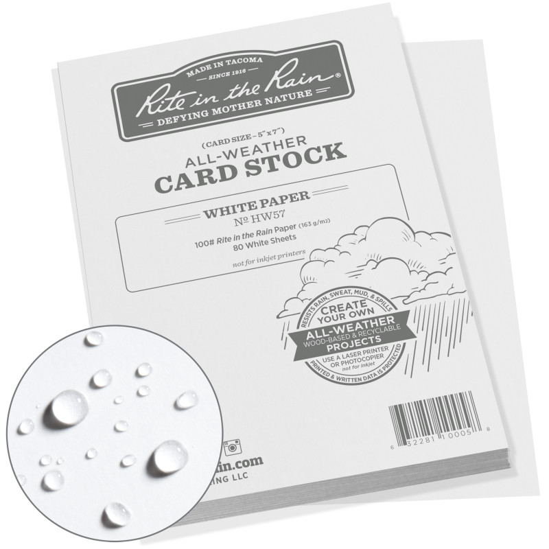 All-Weather Card Stock Paper - 8.5 x 11 - 80 White Sheets