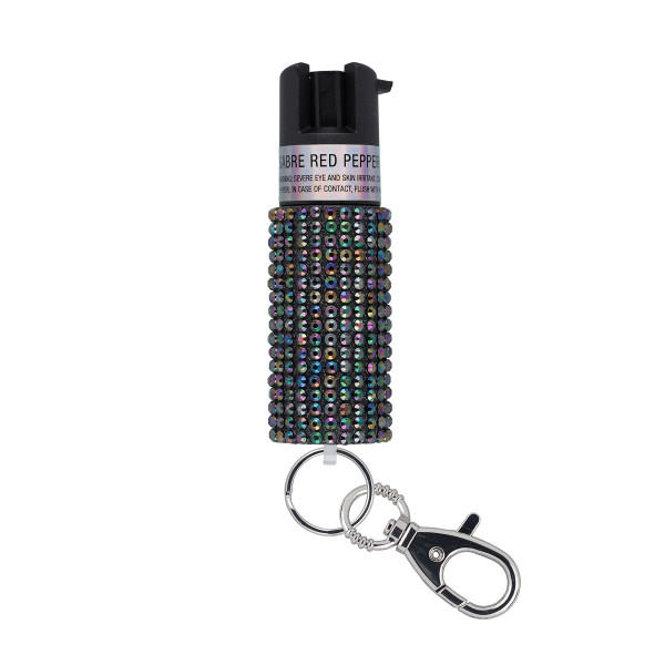 Jeweled Pepper Spray w/ Snap Clip - Black