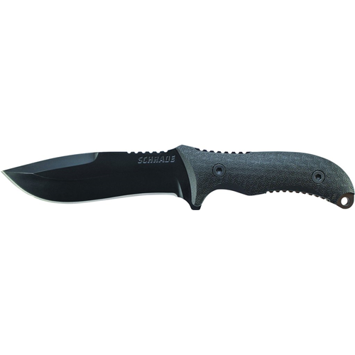 Fixed Blade 8Cr13MoV Steel Black Drop Point Blade Full Tang, TPE Handle, Lanyard Hole, Polyester Belt Sheath