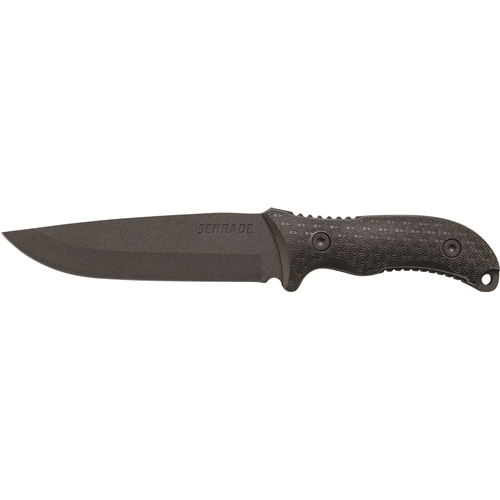 1095 High Carbon Steel Blade, Full Tang, TPE Handles, Polyester Sheath w/Ferro Rod, Sharpener