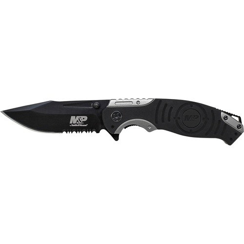 Liner Lock, 8Cr13MoV Drop Point Blade, Thumb Knobs, Index Flipper, Black/Grey Handle