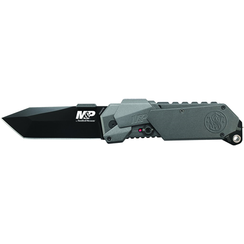 M&P M.A.G.I.C. Assist Liner Lock 4034 Stainless Steel Tanto Black Blade, Aluminum Handle, w/Side Safety & Pocket