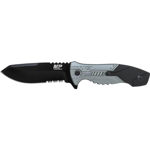 M&P Full Tang Tanto Fixed Blade, Aluminum & Rubber Handle, M.O.L.L.E. Compatible Belt Sheath